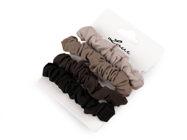 Premium breite Textil-Haarbänder - Elastische Haargummis mit ovalem Perlen-Verbindungselement (4er-Pack)