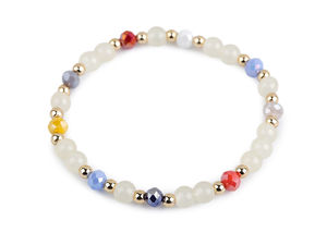 Elegantes elastisches Glasperlenarmband mit metallischen Akzentperlen - Stapelbarer elastischer Modeschmuck