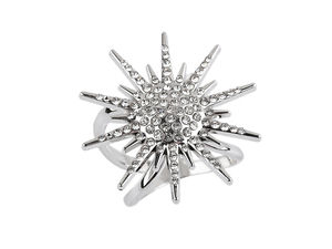Eleganter Strass-Tuchring und Schalclip - Verschluss mit Schleife, Blume & Stern