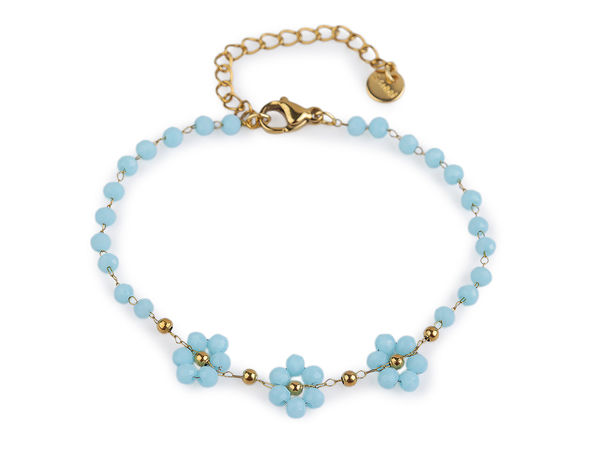 Elegantes Perlenarmband aus Edelstahl mit Blumenmotiv - Zartes, verstellbares Blütenarmband