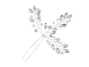 Elegante Brauthaarnadel mit Kristallperlen - Flexibler Haarschmuck in Zweig-Optik für Hochzeiten und festliche Frisuren