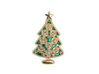 Funkelnde Weihnachtsbaum-Brosche mit geschliffenen Schmucksteinen – Festliches Schmuck-Accessoire