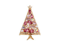 Funkelnde Weihnachtsbaum-Brosche mit Strasssteinen - Festliche Anstecknadel