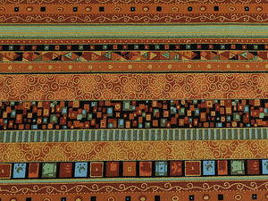 Baumwollstoff / Canvas mit Golddruck - afrikanischer Ethno-Stil