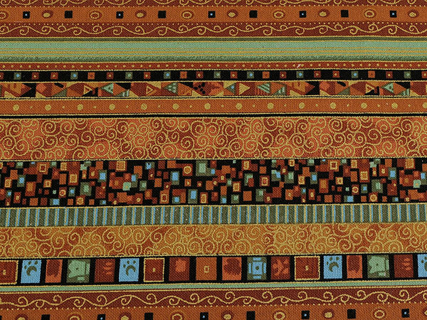 Baumwollstoff / Canvas mit Golddruck - afrikanischer Ethno-Stil