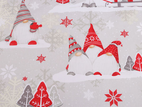 Premium-Baumwollstoff mit Weihnachtselfen - Verspieltes Material für festliche Handarbeiten