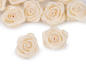 Premium Mini-Satinröschen-Applikationen (Ø15 mm) - Präzise gefaltete Textilblüten für Kleidung, Bastelarbeiten, Scrapbooking und Hochzeitsdeko
