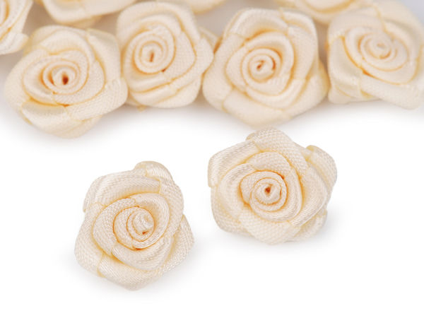 Premium Mini-Satinröschen-Applikationen (Ø15 mm) - Präzise gefaltete Textilblüten für Kleidung, Bastelarbeiten, Scrapbooking und Hochzeitsdeko