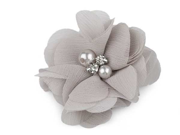 Premium Mesh-Blumenapplikationen (5 cm) mit Perlen und Strasssteinen für Kleidung, Accessoires und DIY