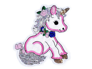 Einhorn-Aufnäher mit Pailletten mit AB-Effekt