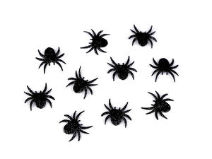 Premium Glitzer-Spinnen-Bügelbild für Kleidung und Halloween-Deko (Schwarz)