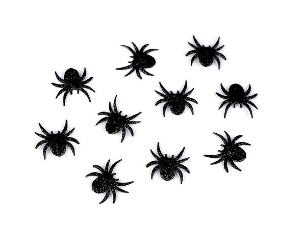 Premium Glitzer-Spinnen-Bügelbild für Kleidung und Halloween-Deko (Schwarz)