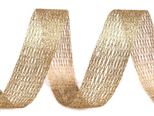 Premium Metallic-Netzband mit Drahtkante - Lurex-Dekoband für Kränze, Floristik und Bastelarbeiten
