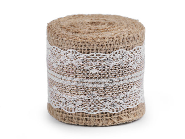 Juteband mit Spitze Breite 50 mm, 60 mm
