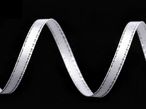 Premium Satinband mit Lurexkante für Weihnachten (6 mm, Weiß/Silber) - Elegante Kurzwaren für Geschenkverpackungen und Floristik