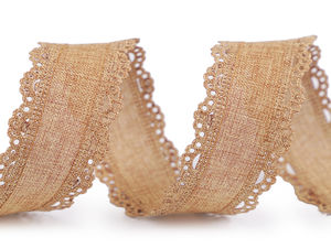 Premium-Dekoband in Jute-Optik mit Stanzkante - 35 mm Zierband für Floristik, Kränze & Basteln
