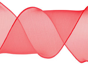 Breites Monofil-Organzaband mit Perlmuttschimmer (80 mm) - Chiffonband mit Wellenrand