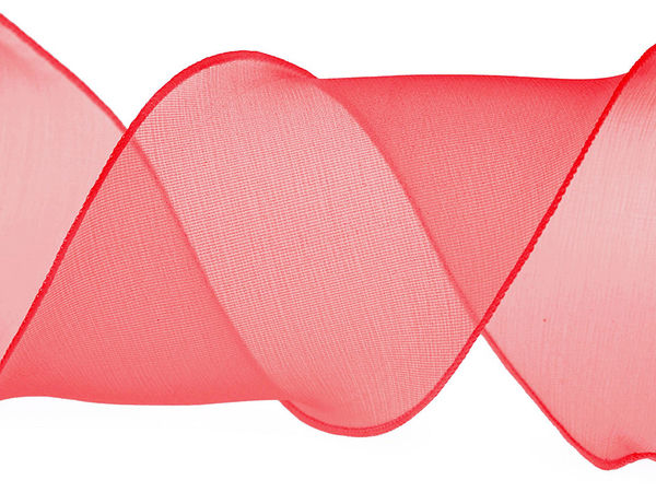 Breites Monofil-Organzaband mit Perlmuttschimmer (80 mm) - Chiffonband mit Wellenrand