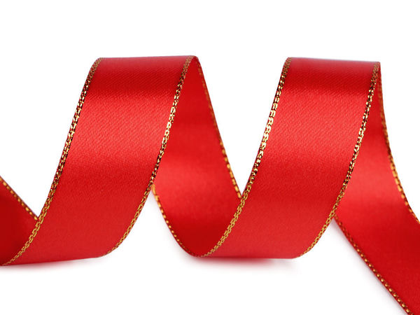 Satinband mit Lurexkante, Breite 25 mm