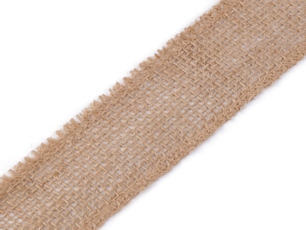 Premium Juteband naturfarben mit genähten Kanten (40 mm)