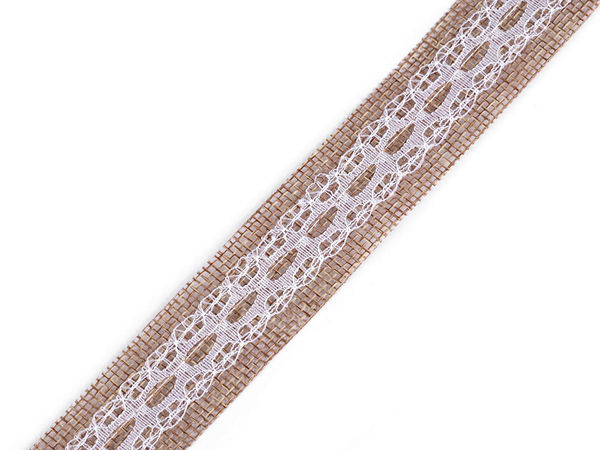 Vintage-Juteband mit mittiger Spitze (25 mm Breite) - Premium-Dekoband für Hochzeiten, Bastelarbeiten und Kränze
