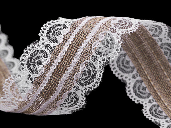 Vintage-Juteband mit eleganter Spitze (55 mm Breite) – Premium-Dekoband im Landhausstil für Bastelarbeiten, Hochzeiten und Geschenkverpackungen