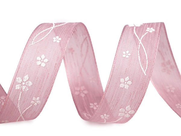 Premium-Dekoband mit Blumenmuster - 25 mm halbtransparentes Bastelband