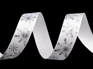 Premium-Satinband mit metallischem Schneeflockenmotiv, 15 mm – Weihnachtliche Geschenkverpackung, Kränze & Scrapbooking