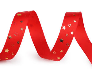 Weihnachts-Satinband, Breite 15 mm, Sterne