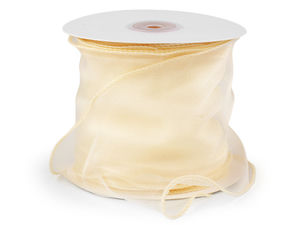 Breites Organzaband mit Perlmuttglanz (10 cm) - Premium Monofilament-Bastelband & Dekoband mit Wellenrand