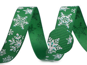 Glitzerndes Weihnachts-Ripsband (15mm) für Geschenkverpackungen und Feiertagsdekoration