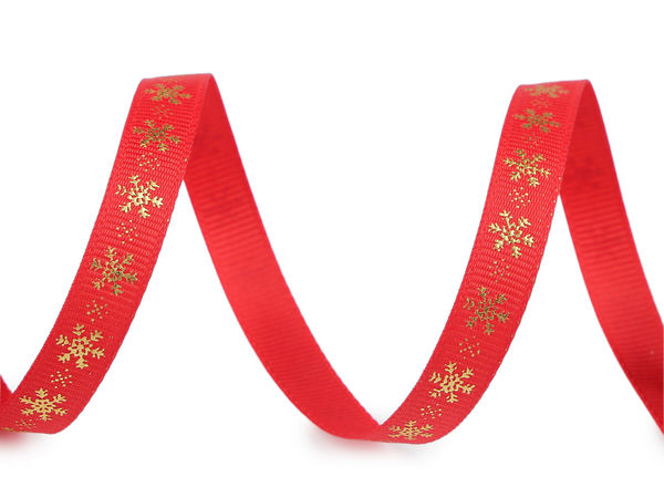 Weihnachts-Ripsband mit Schneeflocken, Breite 10 mm