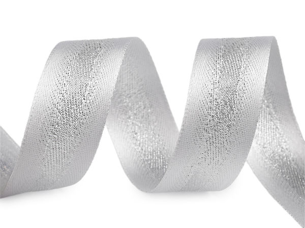 Premium doppelseitiges Satinband mit funkelndem Lurexstreifen (25 mm Breite)