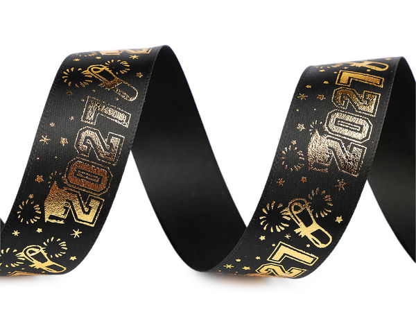 Premium bedrucktes einseitiges Satinband, 25 mm Breite - Design 2027