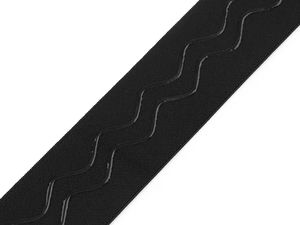Premium 40mm Rutschfestes Silikon-Gummiband - Elastisches Band mit Wellenprofil für Sportbekleidung und Unterwäsche - Schwarz