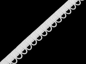 Weißes elastisches Knopfschlingenband für Brautkleider, Blusen und Jacken - 13 mm