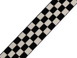 Premium weiches Gummiband kariert (30 mm Breite) - Black-Tartan-Muster für Lingerie & Bekleidung