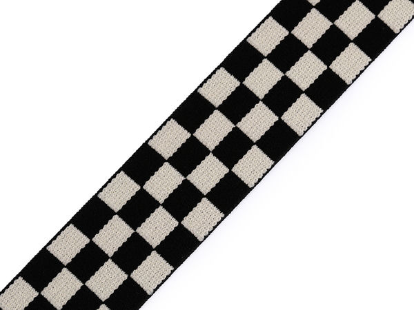 Premium weiches Gummiband kariert (30 mm Breite) - Black-Tartan-Muster für Lingerie & Bekleidung