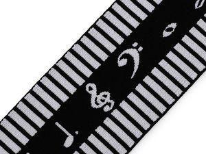 Weiches Gummiband, Breite 60 mm, Notenmotiv