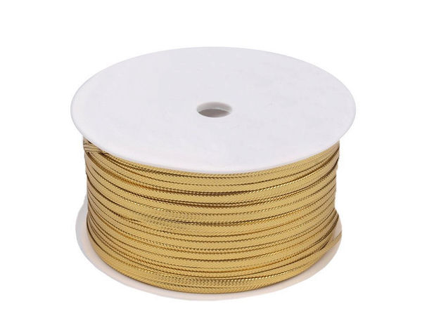 Flache Metallic-Zierkordel - 2,5 mm Breite, 50 m Rolle - Glänzendes Lurexband für Geschenkverpackungen, Festtagsdeko und Bastelarbeiten