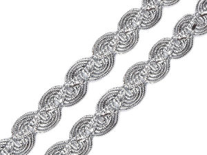 Elegante Metallic-Zierborte mit Schnörkelmuster - 13,5 m dekorative Flechtborte zum Nähen, für Kurzwaren & Bastelarbeiten
