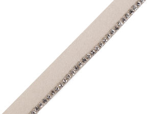 Schrägband / Zierborte mit Strasssteinen, Breite 10 mm