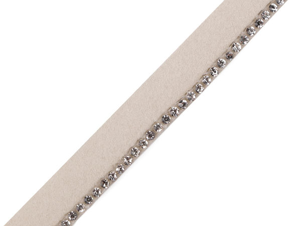 Schrägband / Zierborte mit Strasssteinen, Breite 10 mm