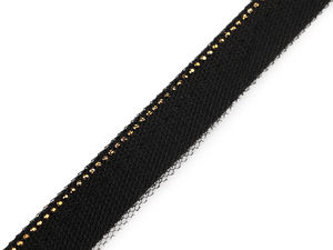 Schwarzes Strass- und Tüll-Paspelband - Elegante Kantenverzierung und Einfassung für Abendmode & Accessoires, 15 mm und 20 mm