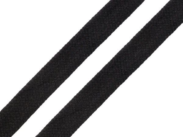 13 mm flache Baumwoll-Hohlkordel – Premium-Kordelzug in Schwarz für Hoodies, Jogginghosen, Taschen und Wohndekoration