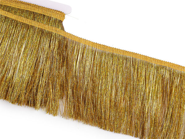 Premium dichte Metall-Fransenborte (15 cm Breite) | Schimmernde Chainette-Fransen für Kostüme, Bastelarbeiten und Event-Dekoration