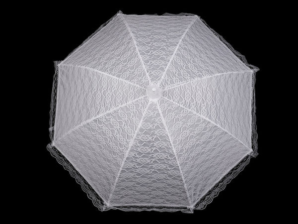 Eleganter weißer Brautschirm aus Spitze mit Automatiköffnung - Premium-Hochzeitsschirm & Vintage-Fotorequisite