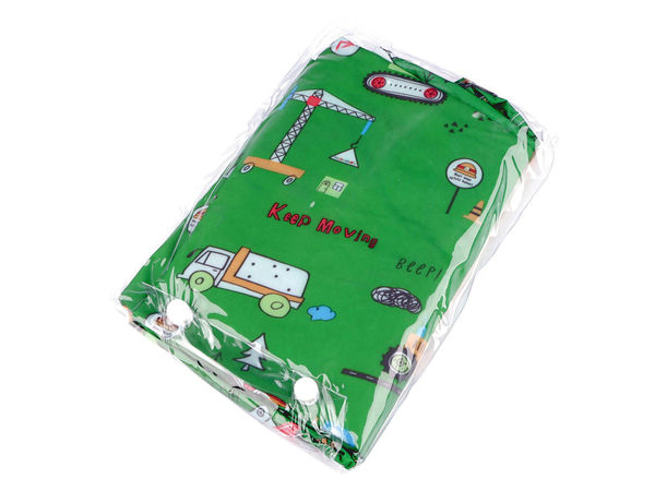 Premium Kinder-Regenmantel wasserdicht mit Kapuze und passender Aufbewahrungstasche - Bunte All-over-Motive