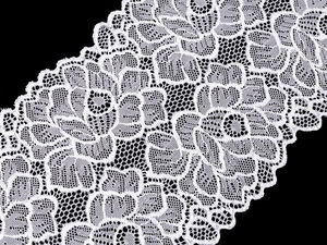 Premium elastische Stretch-Spitzenborte (15,5 cm Breite) - Vielseitiger floraler Spitzenbesatz für Schneiderei, Bekleidung und elegante Tischläufer-Dekoration
