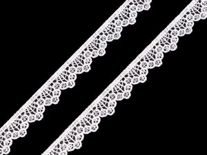 Elegante Guipure-Spitzenborte in Off-White mit glitzernden Pailletten, 14 mm Breite – Premium-Zierborte für Nähen, Bekleidung und Handarbeiten